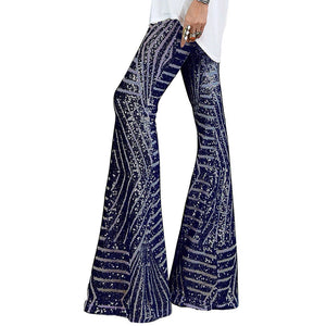 Sequin slacks women's new high waist loose straight leg trousers for autumn