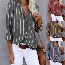 Load image into Gallery viewer, Simple Fashion Printed Striped Shirt Woman