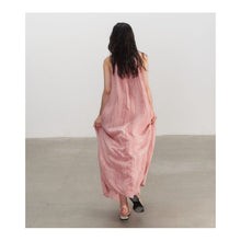 Load image into Gallery viewer, Summer New Plant Dyed Linen Strap Dress Women&#39;s Loose and Slim Large Swing Dress Pleated Sleeveless Shoulder Cut Long Dress