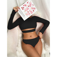Load image into Gallery viewer, Bikini long sleeve wetsuit solid color swimsuit sexy swimsuit high fork bikini