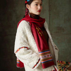 Tibetan style scarf, ethnic style retro printing Tibetan fashion warm scarf shawl