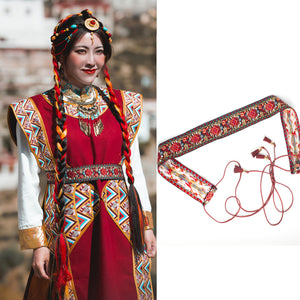 Bandwidth waist seal ethnic style Tibetan clothes robe with string waist chain retro embroidery women's national style