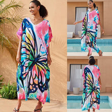 Load image into Gallery viewer, Cotton Watermark Printed Beach Blouses Robe-style Holiday Sunscreen Blouses Bikini Blouses