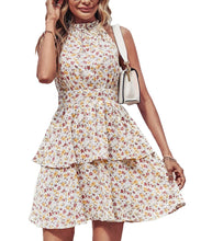 Load image into Gallery viewer, Härneck backless print sleeveless dress