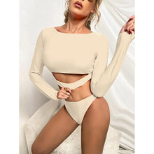 Load image into Gallery viewer, Bikini long sleeve wetsuit solid color swimsuit sexy swimsuit high fork bikini
