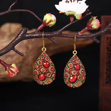 Load image into Gallery viewer, Creative Water Drop Gem Inlaid  Ancient National Style Earrings