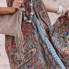 Load image into Gallery viewer, Printed neck V-neck Bohemian dress