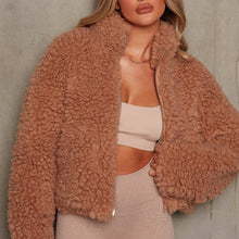 Load image into Gallery viewer, New plush cardigan, cropped jacket, lamb wool coat women