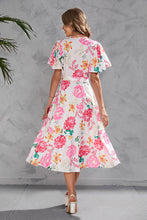 Load image into Gallery viewer, Summer print V-neck midi midi dress with a nipped-in waist