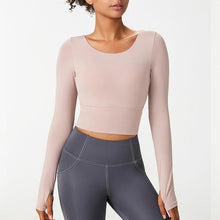 Load image into Gallery viewer, Autumn and winter seamless integrated yoga jacket with chest pad nude sports jacket yoga suit long sleeve