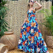 Load image into Gallery viewer, Womenswear fashion print sexy dress slip deep V sleeveless backless maxi dress