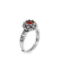 Load image into Gallery viewer, Character silver s925 silver inlaid South Red Agate Eight-petal Lotus Ring