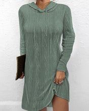 Load image into Gallery viewer, Autumn New Solid Color Long Sleeve Hooded Pullover Knit Dress