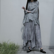 Load image into Gallery viewer, Ice Silk Grey Doll Sleeve Drawstring Loose Effortless Shirt Top