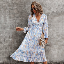 Load image into Gallery viewer, V-neck simple printed dress