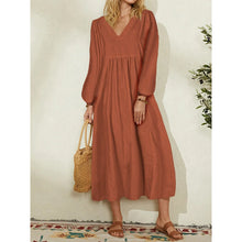 Load image into Gallery viewer, Fashion women&#39;s cotton loose Lantern Sleeve Dress