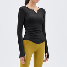 Load image into Gallery viewer, Yoga suit long sleeve T-shirt running top V-neck nude fitness top female
