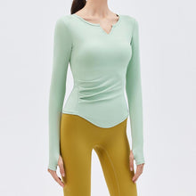 Load image into Gallery viewer, Yoga suit long sleeve T-shirt running top V-neck nude fitness top female
