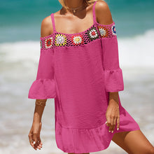 Load image into Gallery viewer, Holiday Suspenders Sun-protective Clothing Crocheted Lace Shoulder Dress Casual Short Solid Color Sunscreen Beach Skirt