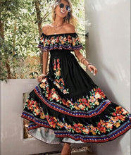 Load image into Gallery viewer, Spring and Summer New One-shoulder Print Long Swing Dress