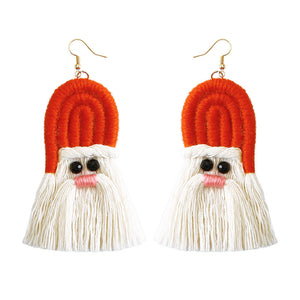 Christmas Earrings female creative cartoon christmas Bohemian tassel woven handmade earrings