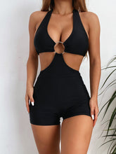 Load image into Gallery viewer, Sexy big steel ring ladies one-piece swimsuit