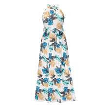 Load image into Gallery viewer, Hanging neck retro print dress seaside beach dress