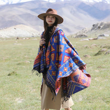 Load image into Gallery viewer, Ethnic style with hat shawl cloak Tibet travel wear photo warm outer cape