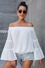 Load image into Gallery viewer, Long sleeve flared chiffon strapless neck openwork blouse