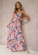 Load image into Gallery viewer, Spring/Summer New Fashion Print Sexy Dress with Deep V-shaped Sleeveless Backless Long Dress