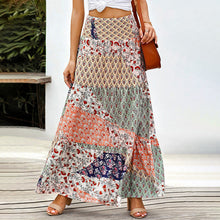 Load image into Gallery viewer, Printed skirt summer ethnic style high waist thin A-line skirt