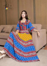 Load image into Gallery viewer, Bohemian Ethnic Style Big Swing Embroidery Dress Women&#39;s Long Dress