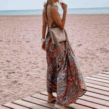 Load image into Gallery viewer, Printed neck V-neck Bohemian dress