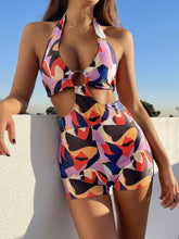 Load image into Gallery viewer, Sexy big steel ring ladies one-piece swimsuit