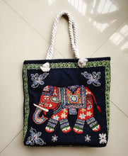 Load image into Gallery viewer, Double-sided Ethnic Style Embroidery Bag Women&#39;s Live Embroidery Peacock Elephant Canvas Bag