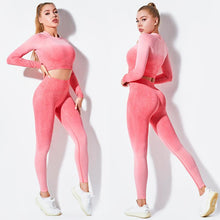 Load image into Gallery viewer, Yoga suit long sleeve suit women&#39;s seamless gradient fitness suit sports suit