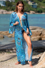 Load image into Gallery viewer, Quick-dry strip cardigan with floral border for holiday beach bikini top