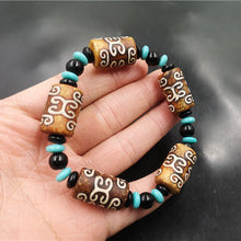 Load image into Gallery viewer, New Tibetan Retro Pattern Beads Agate Barrel Beads Bracelet Tibetan Old Agate Bracelets
