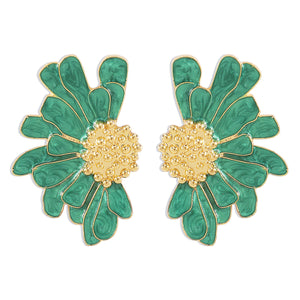 Vintage alloy floral stud earrings women's temperament textured floral earrings