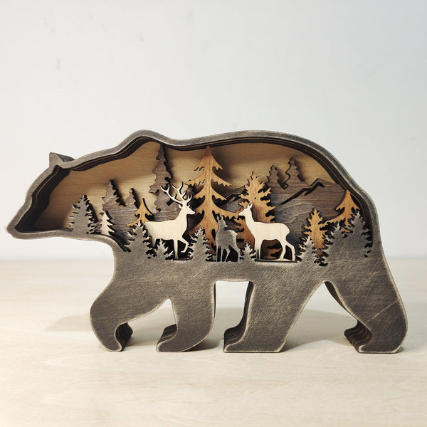 Christmas wooden crafts creative North American forest animals home decoration elk brown bear ornaments