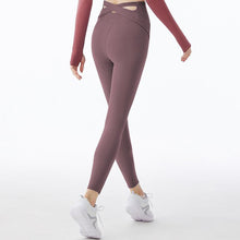Load image into Gallery viewer, Peach hip cross high waist yoga pants hip-lifting elastic fitness sweatpants