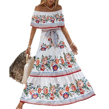 Load image into Gallery viewer, Spring and Summer New One-shoulder Print Long Swing Dress