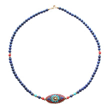 Load image into Gallery viewer, Nepalese Tibetan jewelry Bohemian necklace female clavicle chain bracelet brass lapis lazuli retro ethnic style