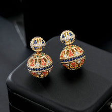 Load image into Gallery viewer, Double-sided openwork front and rear ball ball earrings vintage