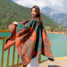 Load image into Gallery viewer, Tibetan summer cloak shawl scarf dual-use female thickened warm air-conditioned room shawl outside the cloak