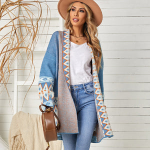 Boho Style Printed Cardigan Jacket Women Autumn and Winter New Cardigan Jacket