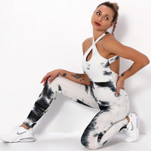 Load image into Gallery viewer, Ink jacquard tie-dye yoga bubble one-piece suit for bodybuilding and buttock lifting