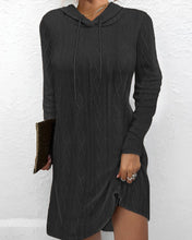 Load image into Gallery viewer, Autumn New Solid Color Long Sleeve Hooded Pullover Knit Dress
