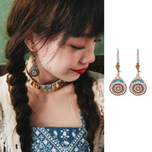 Load image into Gallery viewer, New national style personality retro hollowed out carved oil drop exaggerated Earrings