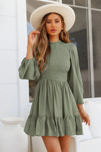 Fashion Ladies Long Sleeve Ruffle Dress Temperament High French Skirt